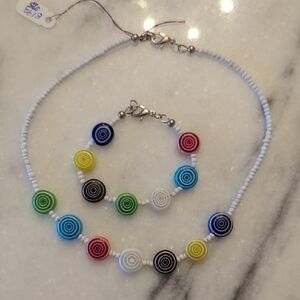 Luce Della Bella Luna Colorful Beaded Necklace and Bracelet Set